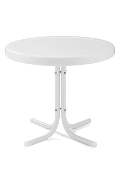Crosley Radio Griffith Metal Round Side Table In White Satin