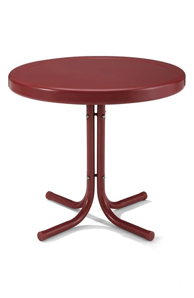Crosley Radio Griffith Metal Round Side Table In Dark Red Satin