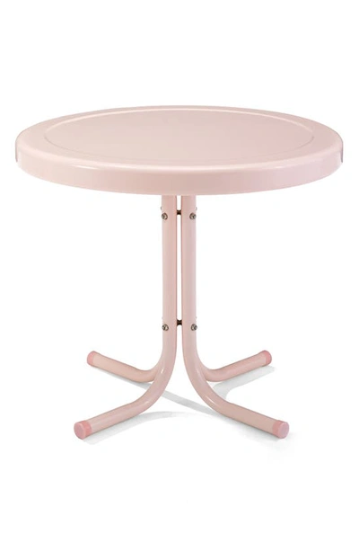 Crosley Radio Griffith Metal Round Side Table In Pastel Pink Gloss