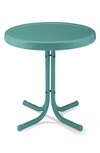 Crosley Radio Griffith Metal Round Side Table In Pastel Blue Satin