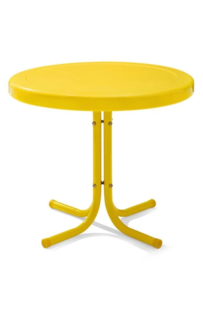 Crosley Radio Griffith Metal Round Side Table In Bright Yellow Gloss