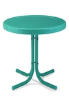 Crosley Radio Griffith Metal Round Side Table In Turquoise Gloss