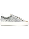 N°21 Glitter And Leather Sneakers In Grey