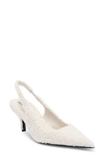 Jeffrey Campbell Furz Faux Shearling Slingback Pump In Ivory Curly
