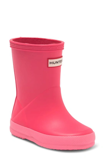 Hunter Kids' First Classic Rain Boot In Pink Shiver/ Rowan Pink