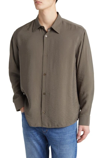 Nn07 Freddy Button Front Long Sleeve Shirt In Capers