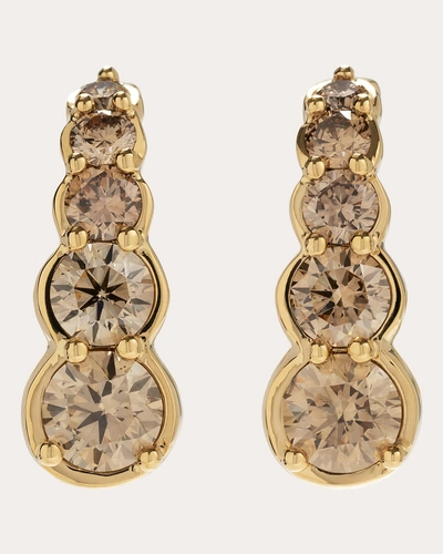 Ara Vartanian Women's Brown Diamond Hook Earrings In Gold