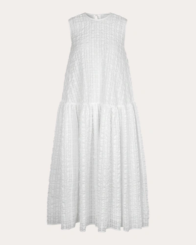 Cecilie Bahnsen Anna Karin Seersucker Dress - Women's - Polyester/polyamide/cupro In White
