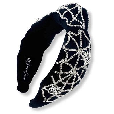 Brianna Cannon Crystal Spiderweb Headband In Black Velvet