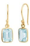 Savvy Cie Jewels Blue Topaz Drop Earrings In Gold/ Blue