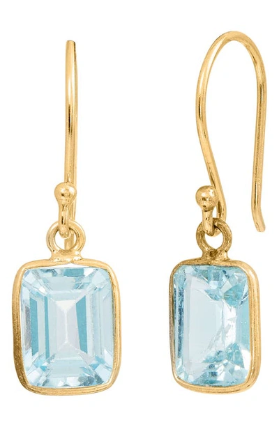 Savvy Cie Jewels Blue Topaz Drop Earrings In Gold/ Blue