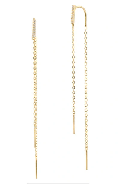 Savvy Cie Jewels Chain Threader Earrings In Gold