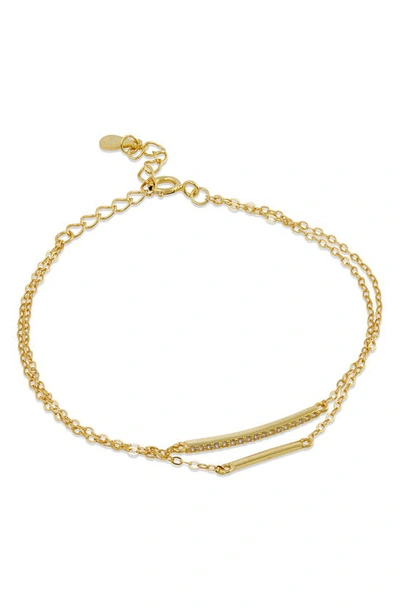Savvy Cie Jewels Cz Double Bar Chain Bracelet In Gold
