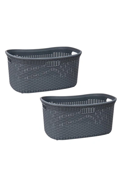 Mind Reader 2 Piece Laundry Basket Set In Gray