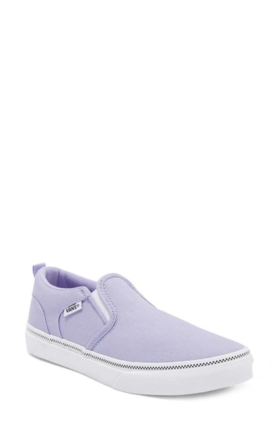 Vans Kids' Asher Slip-on Sneaker In Checker Foxing Sweet Lavender