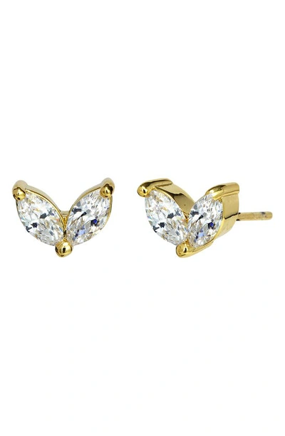Savvy Cie Jewels Cz Marquise Stud Earrings In Yellow