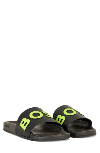 Hugo Boss Bay Slide Sandal In Charcoal