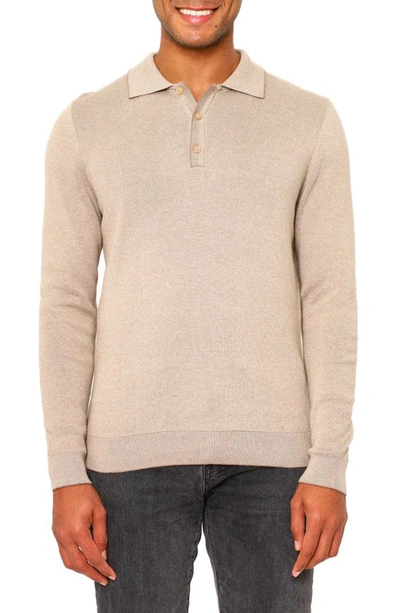 Vellapais Torreno Long Sleeve Polo In Beige