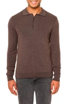 Vellapais Torreno Long Sleeve Polo In Brown