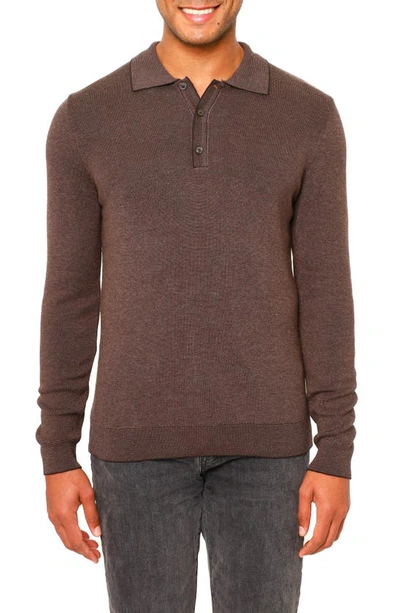 Vellapais Torreno Long Sleeve Polo In Brown