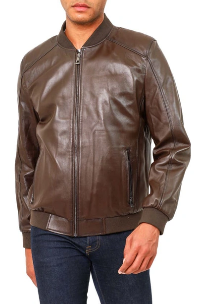 Vellapais Caen Leather Jacket In Dark Brown