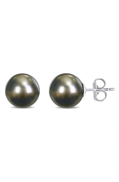 Delmar Black Tahitian Cultured Pearl Stud Earrings