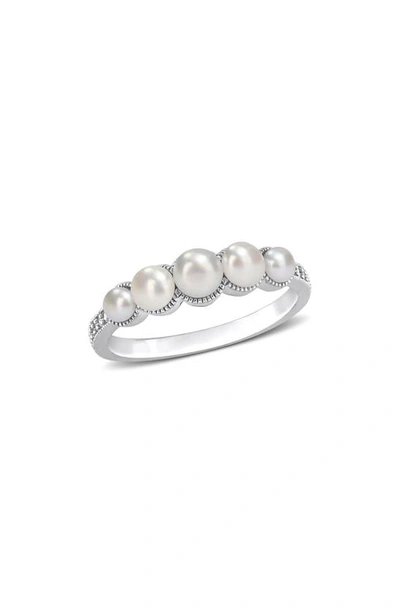 Delmar 14k White Gold 4–4.5mm Cultured Freshwater Pearl & Diamond Ring