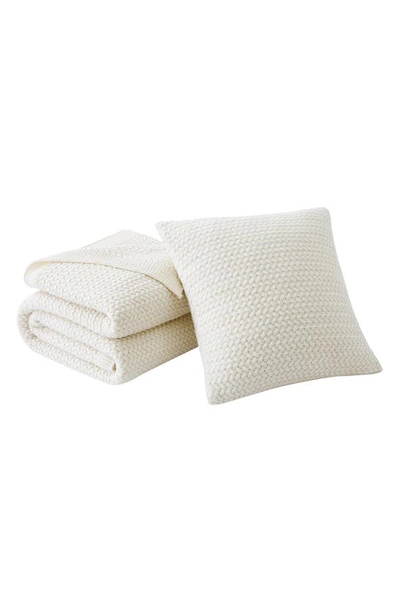 Southshore Fine Linens Chunky Blanket & Throw Pillow Cover Set In Neutral
