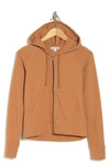 James Perse French Terry Crop Zip Hoodie In Nutmeg