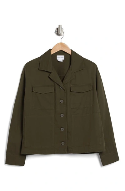 Melrose And Market Twill Utility Shirt Jacket In Green Forest