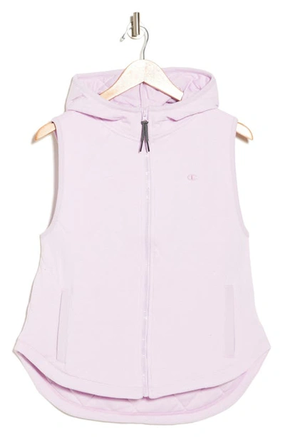Champion Campus Quilted Hooded Vest In Lavender Bouquet
