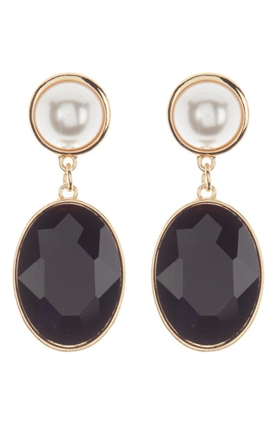 Tasha Imitation Pearl & Imitation Stone Drop Earrings In Black