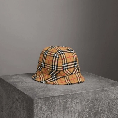 Burberry Gosha X  Check Flannel Bucket Hat In Antique Yellow