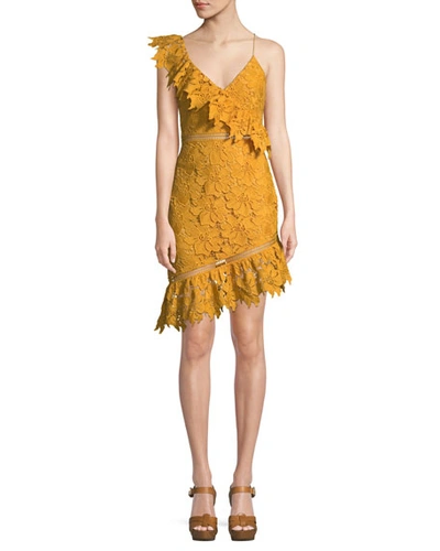Saylor Sophia Asymmetric Lace Mini Dress