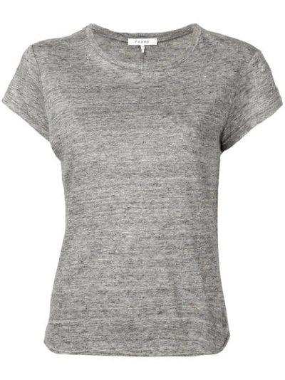 Frame Classic Heathered Linen Crewneck Tee In Grey