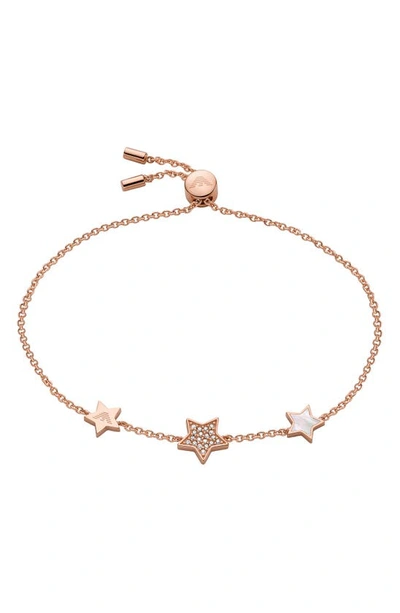 Emporio Armani Mother-of-pearl Star Charm Bracelet In Copper