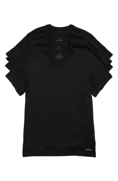 Calvin Klein 3-pack Cotton Crew Neck T-shirt In 001 Black