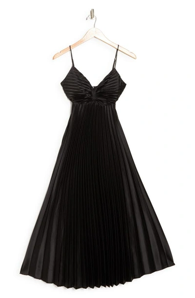 Lush Empire Waist Pleated Midi Dress In Black