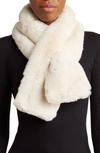 La Fiorentina Faux Fur Pull Through Scarf In Ivory