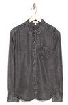 Como Vintage Acid Wash Denim Button-up Shirt In Washed Black