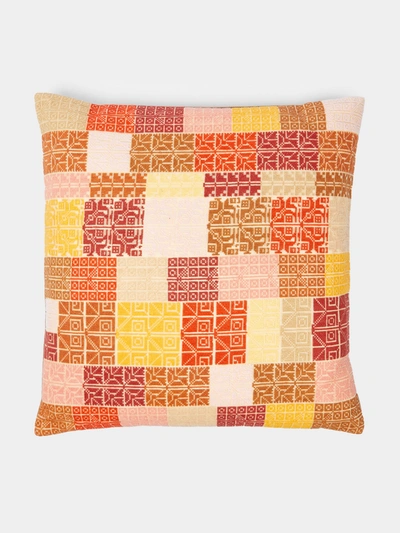 Kissweh Rima Hand-embroidered Cotton Cushion In Multi