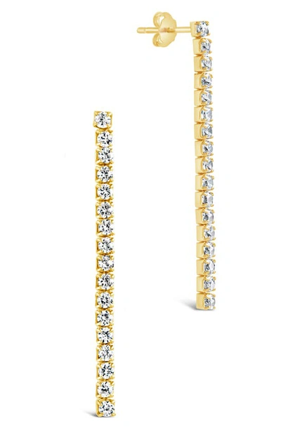 Sterling Forever Sterling Silver Cubic Zirconia Linear Drop Earrings In Gold