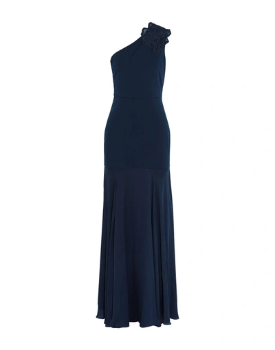 Halston Heritage Long Dress In Dark Blue