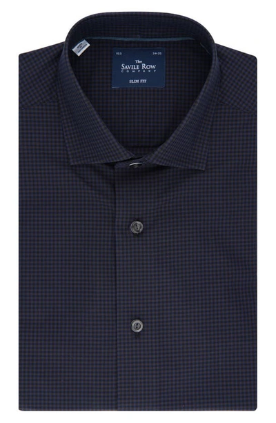 Savile Row Co Boren Micro Check Long Sleeve Slim Fit Shirt In Black