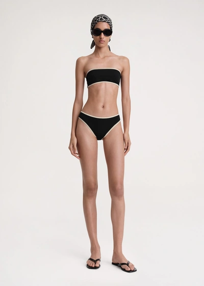 Totême Stripe Edge Strapless Bikini Top Black