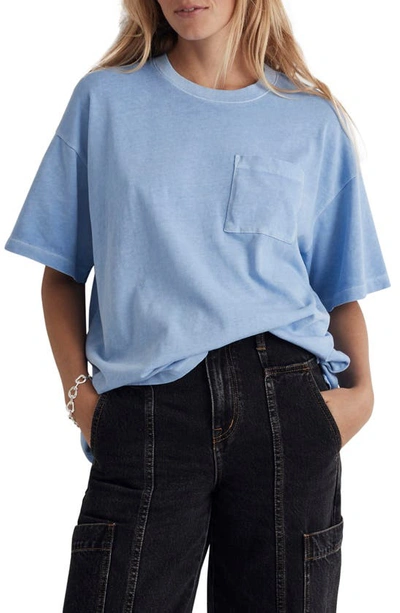 Madewell Garment-dyed Oversize Cotton Pocket T-shirt In Rainwashed Peri