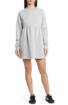 Bp. Long Sleeve Fleece Swing Dress In Grey Soft Heather