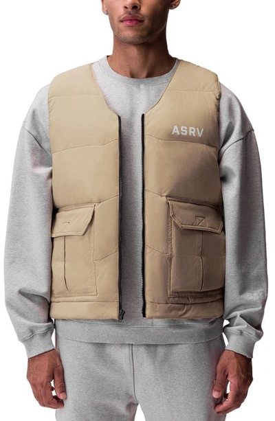 Asrv Water Resistant Down Puffer Vest In Khaki