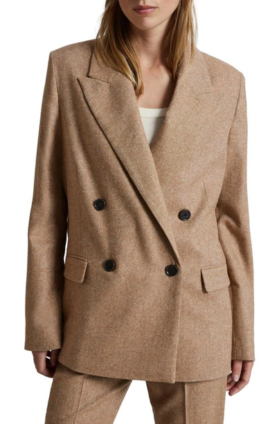 & Other Stories Tweed Double Breasted Blazer In Beige Melange