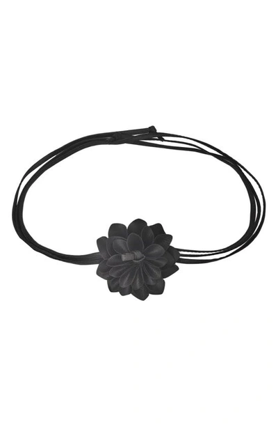 Petit Moments Lolita Flower Faux Leather Belt In Black